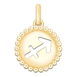 Children's Sagittarius Symbol Cutout Bead Frame Charm 14K Yellow Gold