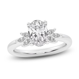 Oval-Cut Lab-Grown Diamond Floral Engagement Ring 2 ct tw 14K White Gold