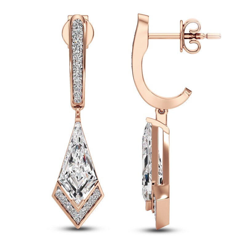 Main Image 1 of J'Lure Kite Step-Cut Lab-Grown Diamond Dangle Earrings 2-1/5 ct tw 14K Rose Gold