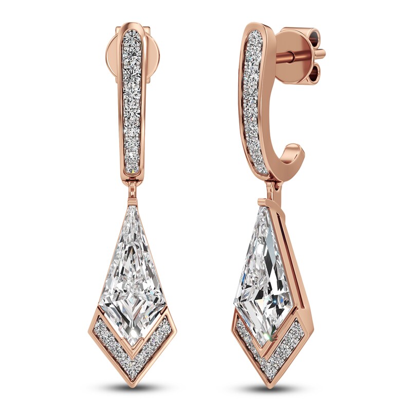 Main Image 2 of J'Lure Kite Step-Cut Lab-Grown Diamond Dangle Earrings 2-1/5 ct tw 14K Rose Gold