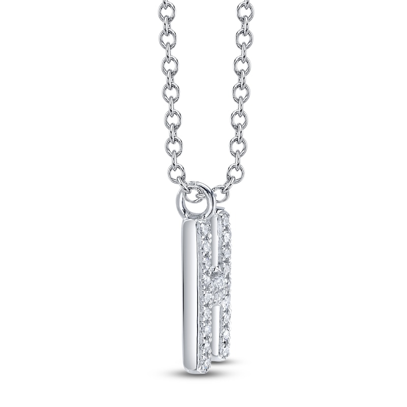 Main Image 2 of Shy Creation Diamond Letter H Pavé Necklace 1/15 ct tw 14K White Gold 18" SC55028331-H