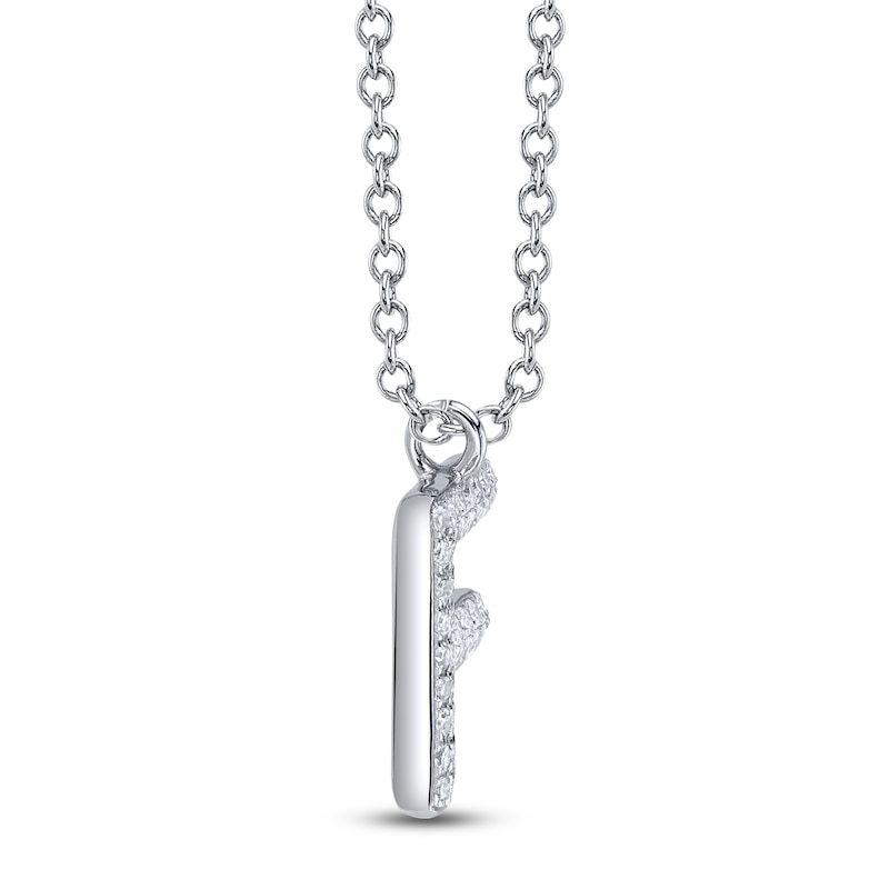 Main Image 2 of Shy Creation Diamond Letter F Pavé Necklace 1/20 ct tw 14K White Gold 18" SC55028331-F