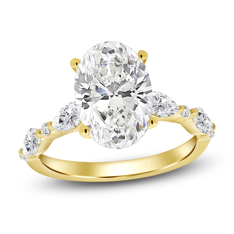 Main Image 1 of Oval-Cut Lab-Grown Diamond Engagement Ring 4 ct tw 14K Yellow Gold