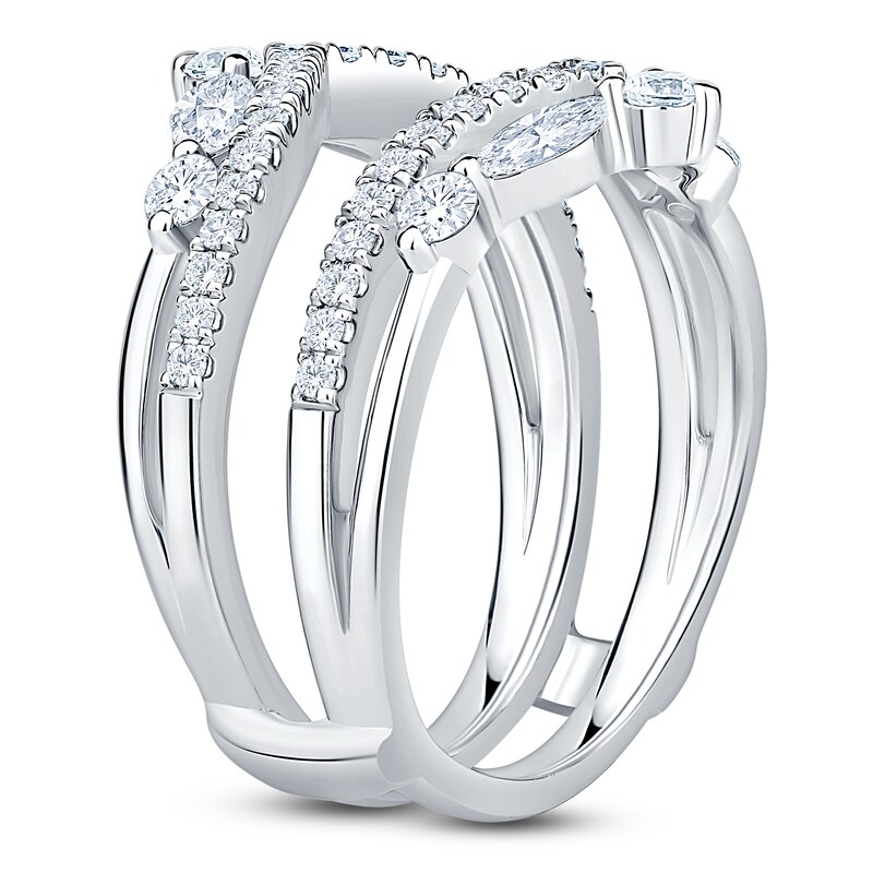 Main Image 2 of Certified Marquise & Round-Cut Diamond Chevron Enhancer Ring 1 ct tw 14K White Gold