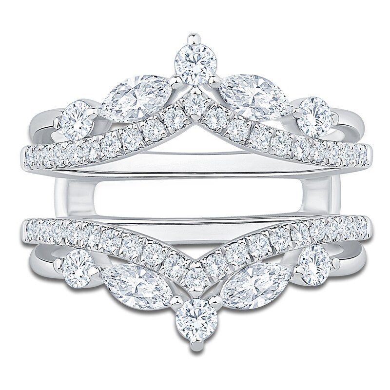 Main Image 3 of Certified Marquise & Round-Cut Diamond Chevron Enhancer Ring 1 ct tw 14K White Gold