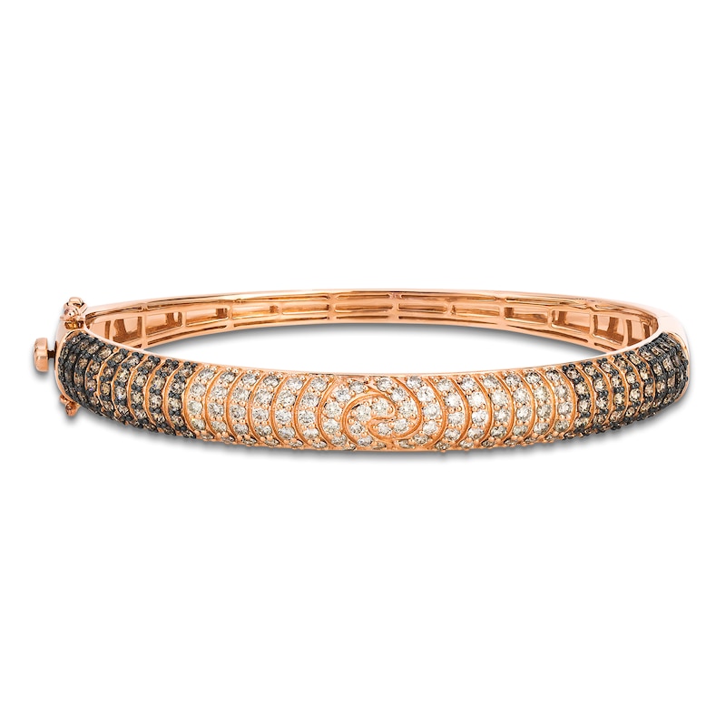 Main Image 1 of Le Vian Chocolate Ombré Diamond Swirl Bangle Bracelet 3 ct tw 14K Strawberry Gold