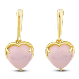 Charm'd by Lulu Frost Heart-Shaped Natural Pink Quartz Drop Earrings 10K Yellow Gold
