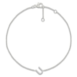 Diamond Initial U Bracelet 1/15 ct tw 10K White Gold 7.5"