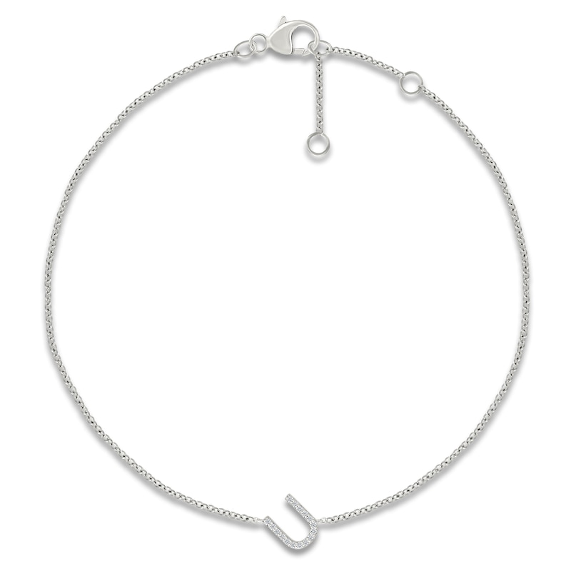 Main Image 1 of Diamond Initial U Bracelet 1/15 ct tw 10K White Gold 7.5"