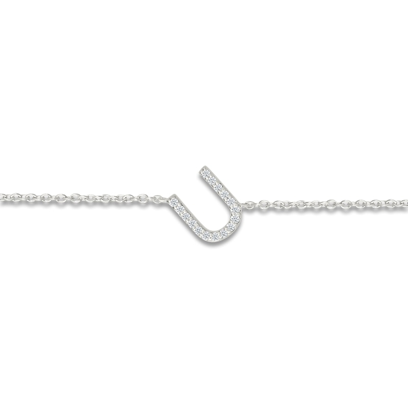 Main Image 2 of Diamond Initial U Bracelet 1/15 ct tw 10K White Gold 7.5"