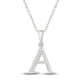 Diamond Initial A Necklace 1/20 ct tw 10K White Gold 18"