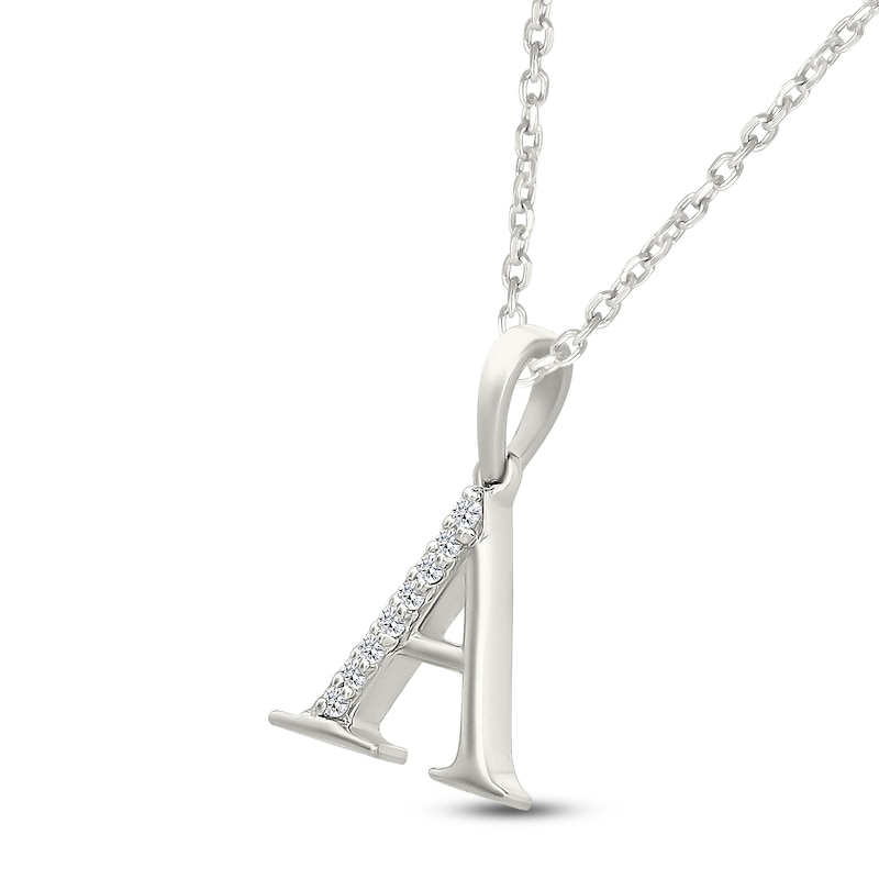 Main Image 2 of Diamond Initial A Necklace 1/20 ct tw 10K White Gold 18"
