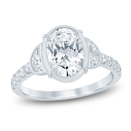 Oval-Cut & Half Moon-Shaped Lab-Grown Diamond Engagement Ring 2-3/4 ct tw 14K White Gold