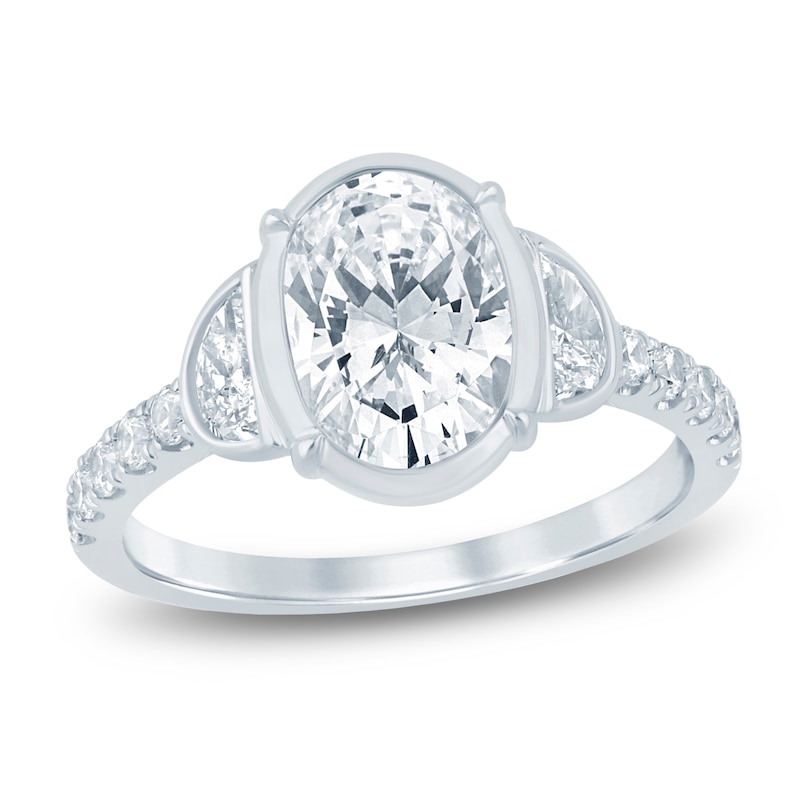 Main Image 1 of Oval-Cut & Half Moon-Shaped Lab-Grown Diamond Engagement Ring 2-3/4 ct tw 14K White Gold