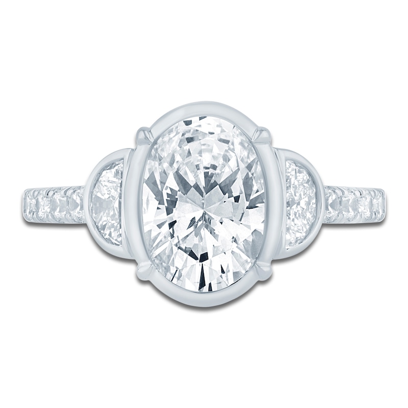 Main Image 3 of Oval-Cut & Half Moon-Shaped Lab-Grown Diamond Engagement Ring 2-3/4 ct tw 14K White Gold