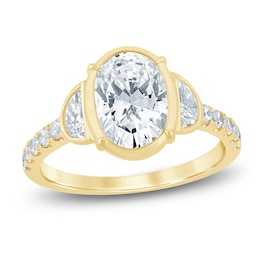Oval-Cut & Half Moon-Shaped Lab-Grown Diamond Engagement Ring 2-3/4 ct tw 14K Yellow Gold