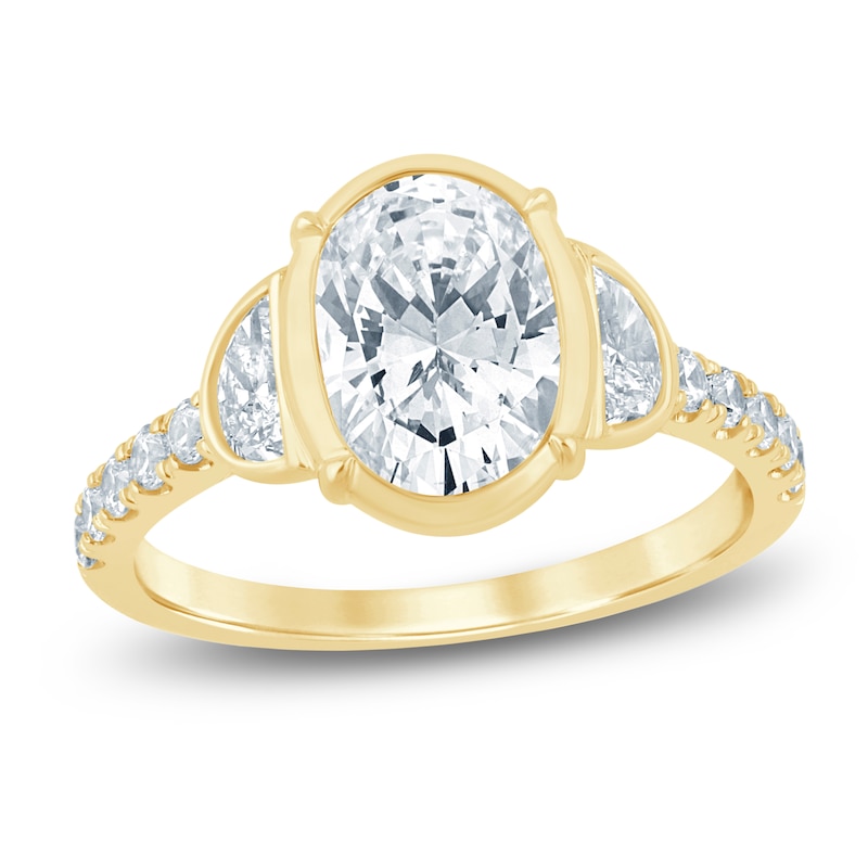 Main Image 1 of Oval-Cut & Half Moon-Shaped Lab-Grown Diamond Engagement Ring 2-3/4 ct tw 14K Yellow Gold