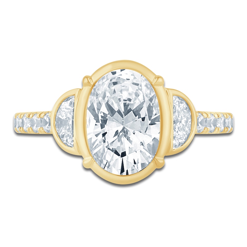Main Image 3 of Oval-Cut & Half Moon-Shaped Lab-Grown Diamond Engagement Ring 2-3/4 ct tw 14K Yellow Gold