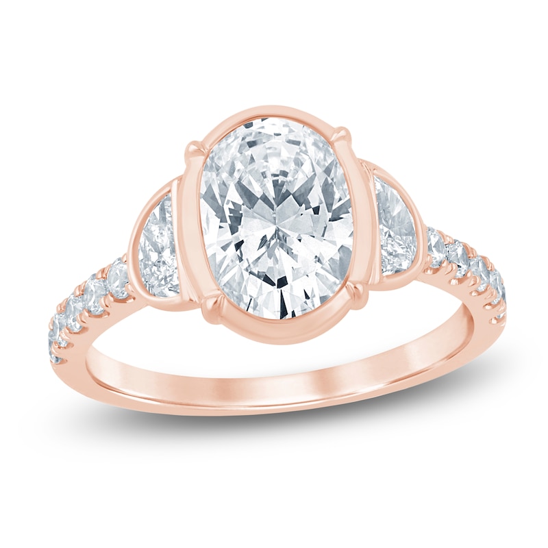 Main Image 1 of Oval-Cut & Half Moon-Shaped Lab-Grown Diamond Engagement Ring 2-3/4 ct tw 14K Rose Gold