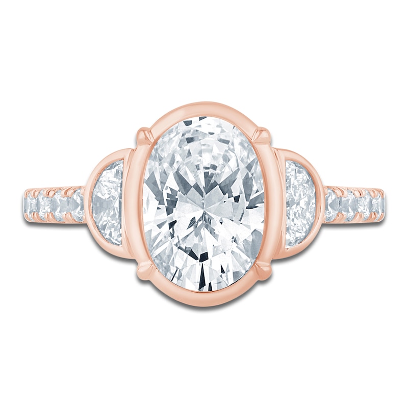 Main Image 3 of Oval-Cut & Half Moon-Shaped Lab-Grown Diamond Engagement Ring 2-3/4 ct tw 14K Rose Gold