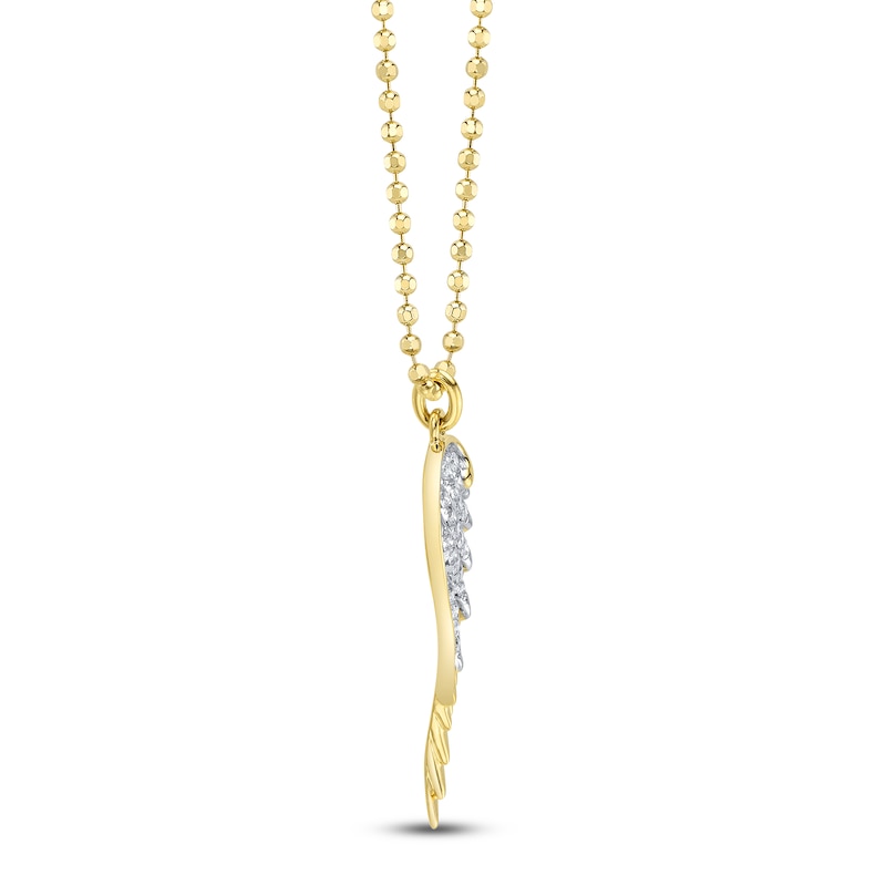 Main Image 2 of Shy Creation Diamond Angel Wing Necklace 1/5 ct tw 14K Yellow Gold 18"