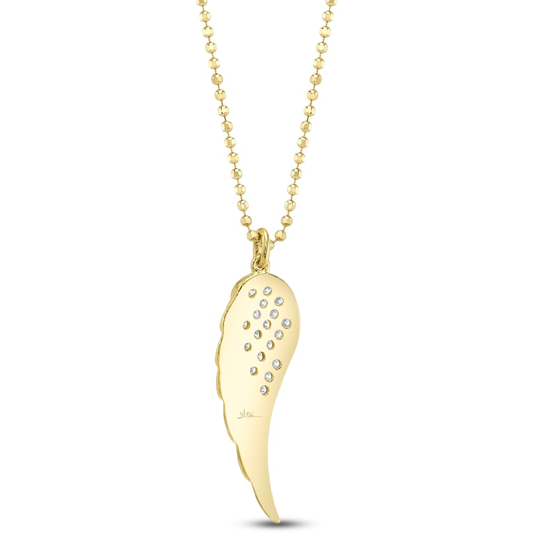 Main Image 3 of Shy Creation Diamond Angel Wing Necklace 1/5 ct tw 14K Yellow Gold 18"