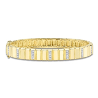 Shy Creation Diamond Brick-Pattern Bangle Bracelet 1/3 ct tw 14K Yellow Gold SC55028948RDZS