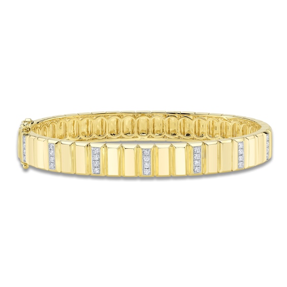 Shy Creation Diamond Brick-Pattern Bangle Bracelet 1/3 ct tw 14K Yellow Gold SC55028948RDZS