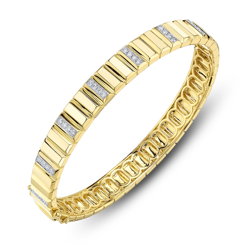 Main Image 2 of Shy Creation Diamond Brick-Pattern Bangle Bracelet 1/3 ct tw 14K Yellow Gold