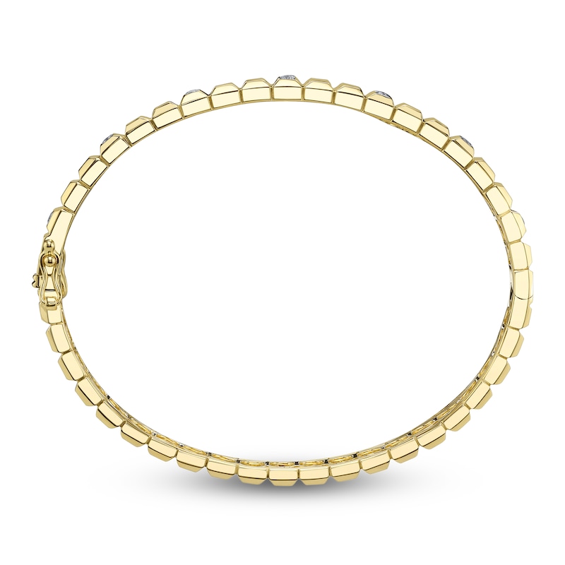 Main Image 3 of Shy Creation Diamond Brick-Pattern Bangle Bracelet 1/3 ct tw 14K Yellow Gold