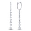 Thumbnail Image 2 of Shy Creation Graduated Diamond Drop Hoop Earrings 3/8 ct tw 14K White Gold
