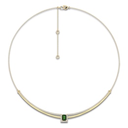 Baguette-Cut Natural Brazilian Cruzeiro Tourmaline & Diamond Necklace 3/4 ct tw 14K Yellow Gold 18"