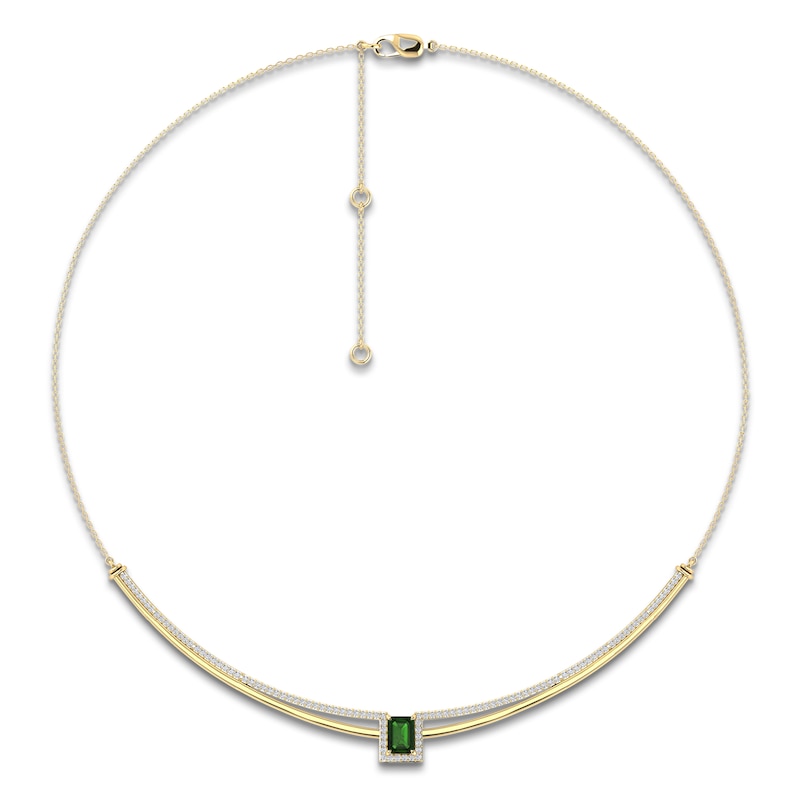 Main Image 1 of Baguette-Cut Natural Brazilian Cruzeiro Tourmaline & Diamond Necklace 3/4 ct tw 14K Yellow Gold 18"