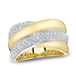 Shy Creation Diamond Pavé Crossover Ring 5/8 ct tw 14K Two-Tone Gold