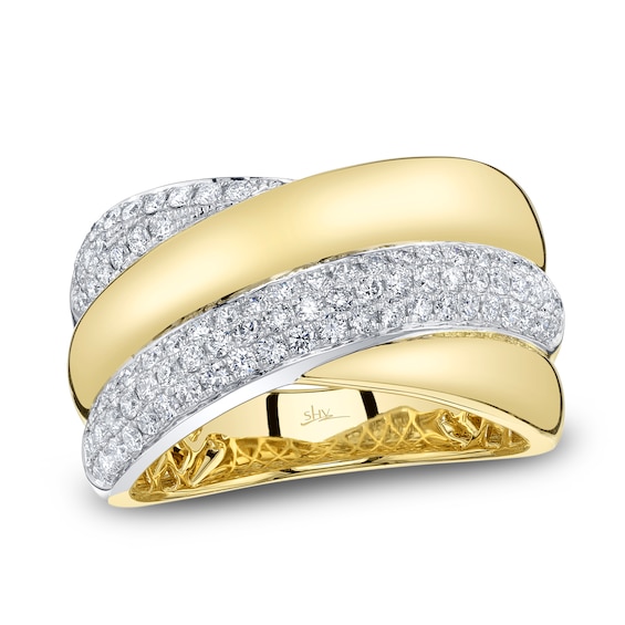 Shy Creation Diamond Pavé Crossover Ring 5/8 ct tw 14K Two-Tone Gold SC55029019