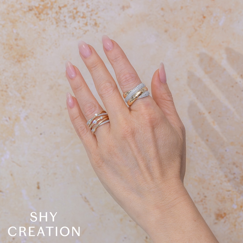 Main Image 5 of Shy Creation Diamond Pavé Crossover Ring 5/8 ct tw 14K Two-Tone Gold