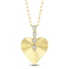 Thumbnail Image 1 of Shy Creation Pear-Shaped Diamond Textured Heart Drop Necklace 1/6 ct tw 14K Yellow Gold 18"