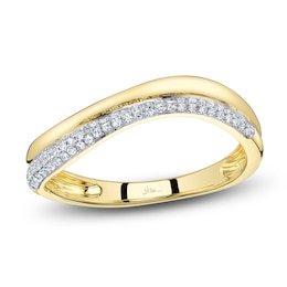 Shy Creation Diamond Pavé Wave Ring 1/8 ct tw 14K Yellow Gold