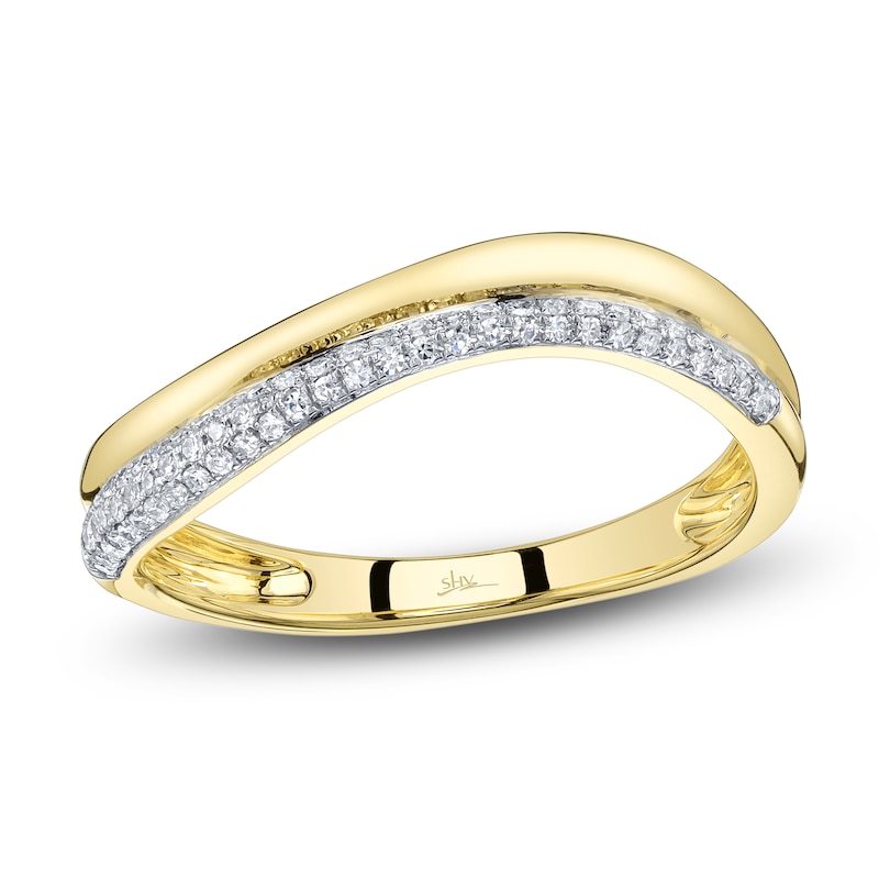 Main Image 1 of Shy Creation Diamond Pavé Wave Ring 1/8 ct tw 14K Yellow Gold