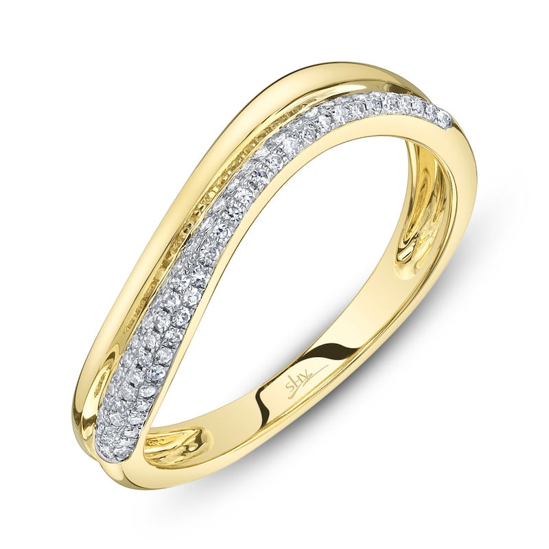 Main Image 2 of Shy Creation Diamond Pavé Wave Ring 1/8 ct tw 14K Yellow Gold