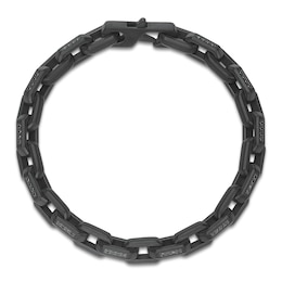Men's Black Spinel Link Chain Bracelet Stainless Steel 8.5"