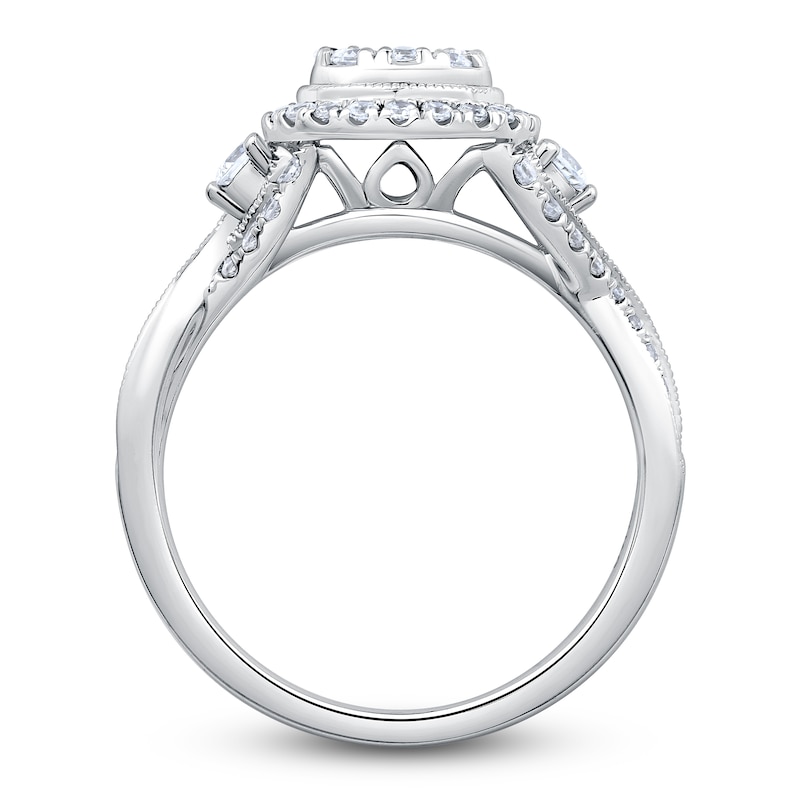 Main Image 2 of Brilliant Moments Certified Multi-Diamond Pear Halo Engagement Ring 1 ct tw 14K White Gold