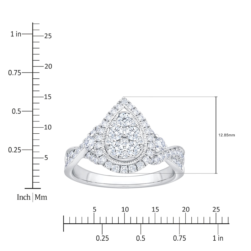Main Image 4 of Brilliant Moments Certified Multi-Diamond Pear Halo Engagement Ring 1 ct tw 14K White Gold