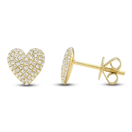 Shy Creation Diamond Pavé Heart Stud Earrings 1/4 ct tw 14K Yellow Gold SC55025708
