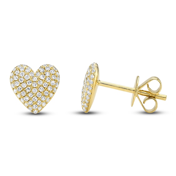 Shy Creation Diamond Pavé Heart Stud Earrings 1/4 ct tw 14K Yellow Gold SC55025708