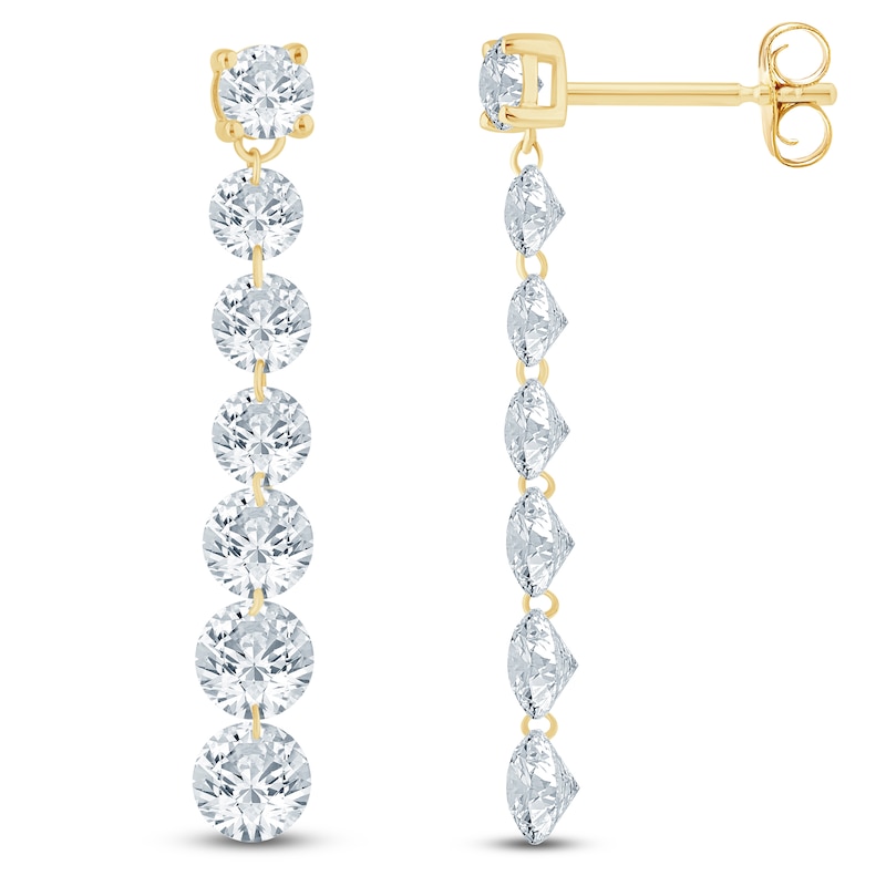 Main Image 1 of Jared Signature Collection Lab-Grown Diamond Graduated Drop Earrings 3 ct tw 14K Yellow Gold