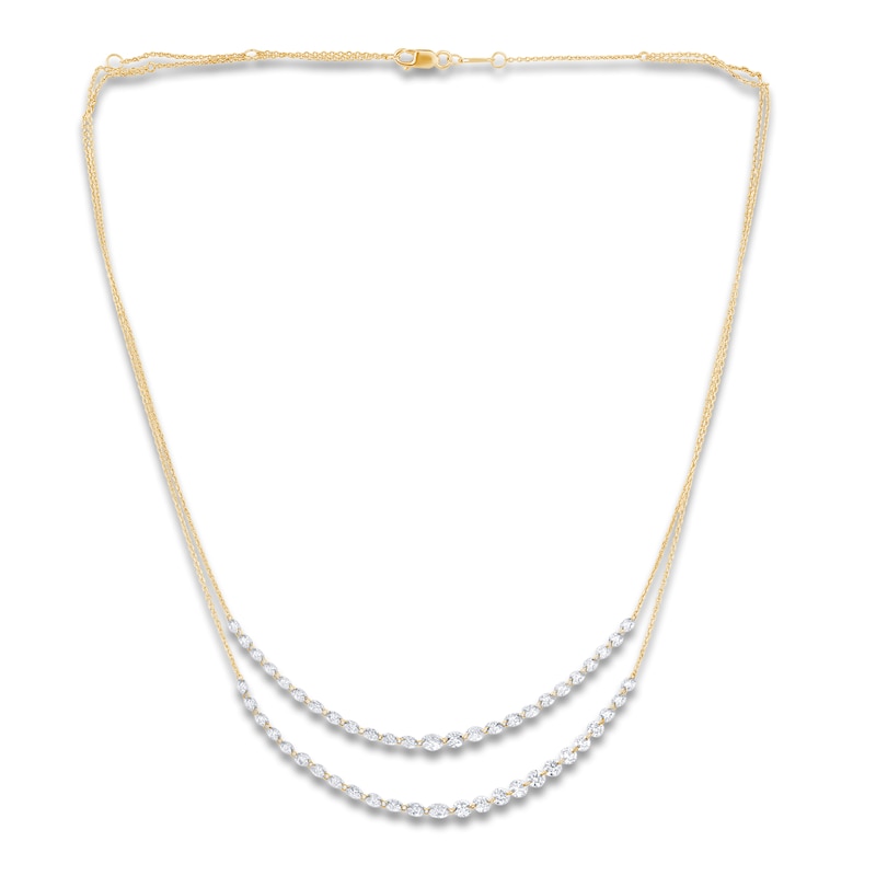 Main Image 1 of Jared Signature Collection Lab-Grown Diamond Double-Strand Necklace 5 ct tw 14K Yellow Gold 18"