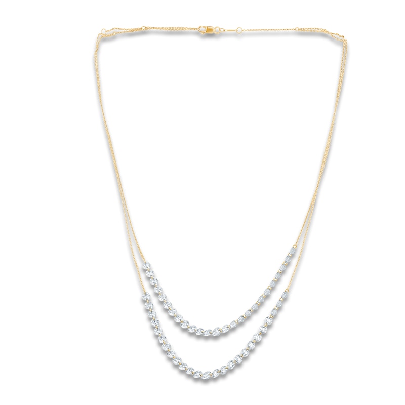 Main Image 2 of Jared Signature Collection Lab-Grown Diamond Double-Strand Necklace 5 ct tw 14K Yellow Gold 18"