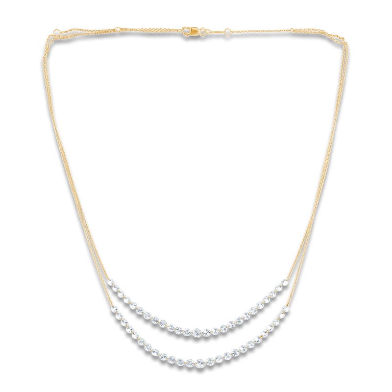 Main Image 3 of Jared Signature Collection Lab-Grown Diamond Double-Strand Necklace 5 ct tw 14K Yellow Gold 18"