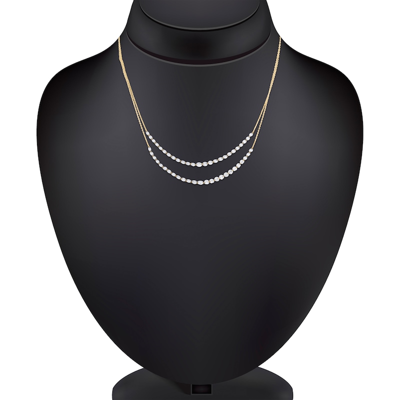 Main Image 5 of Jared Signature Collection Lab-Grown Diamond Double-Strand Necklace 5 ct tw 14K Yellow Gold 18"